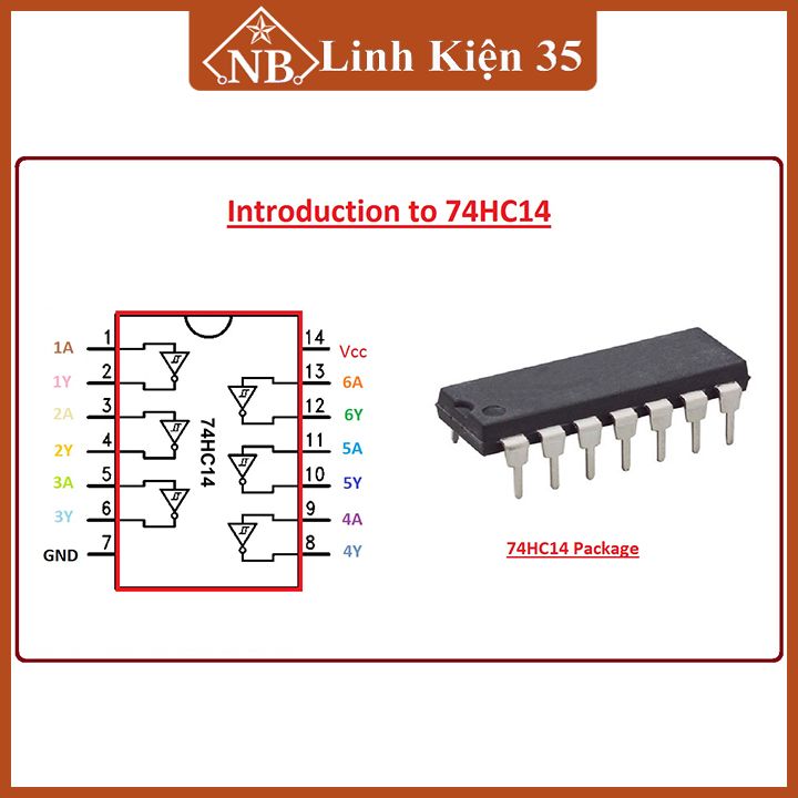 IC 74HC14 DIP14 Hex Inverter Schmitt Trigger - ic chuyển mạch trigger