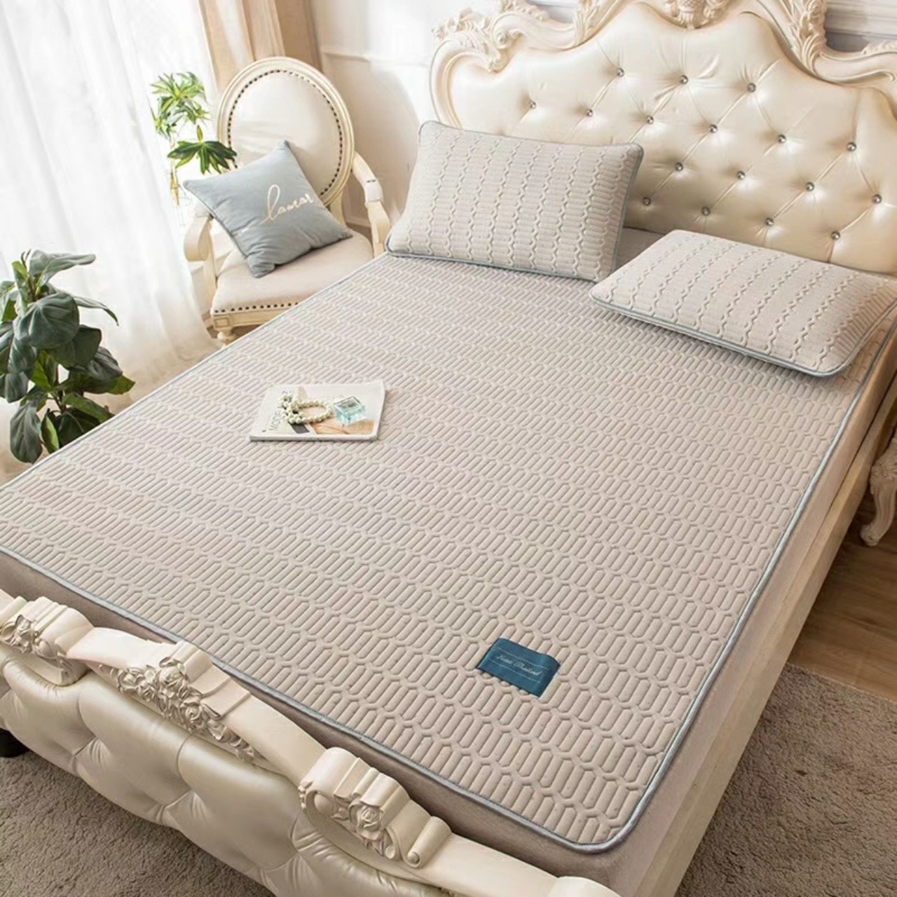 [Nhiều màu- 1m8x2m- được chọn mẫu] Chiếu điều hoà Tencel từ mủ cao su non siêu mềm mát + Tặng kèm 2 vỏ gối đồng bộ