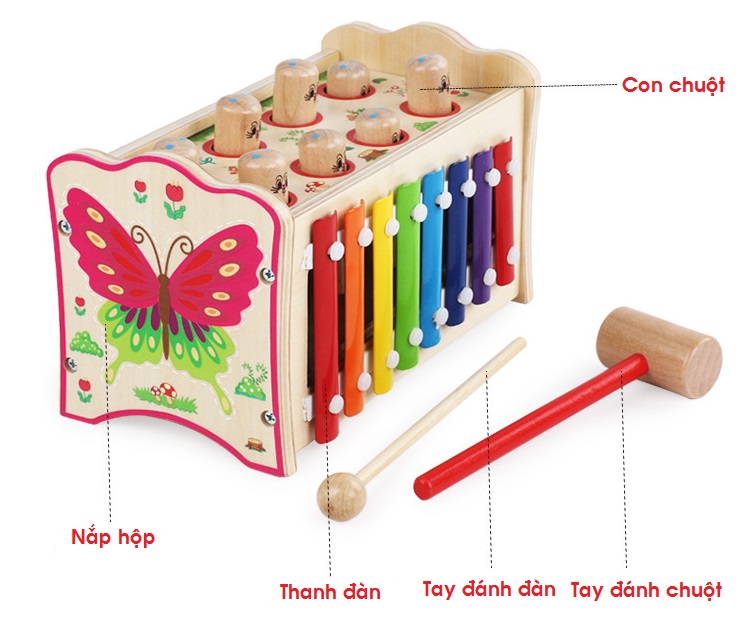 Đồ chơi đập chuột bằng gỗ kèm đàn [DC01]