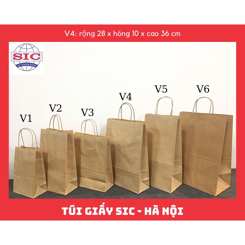 [SET 100 CHIẾC] TÚI GIẤY KRAFT V4: 28x10x36 CÓ QUAI