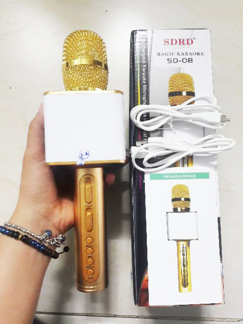 Mic cầm tay kiêm loa bluetooth, mic karaoke SD 08