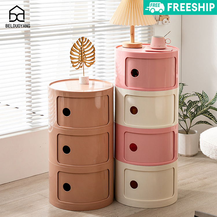 Nordic ins net red bedside table modern simple white round creative small cabinet mini simple plastic sideboard