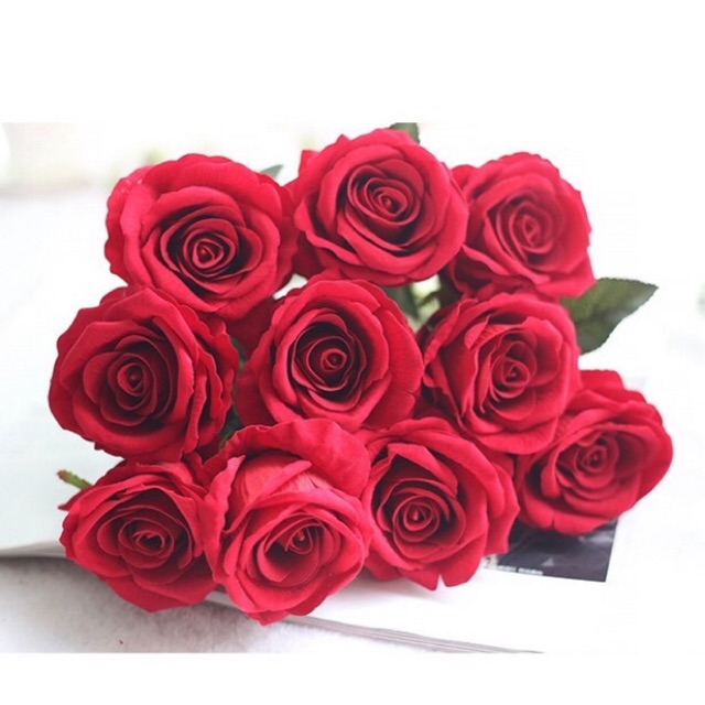 Cành hoa hồng nhung 1 bông cao cấp (50cm)
