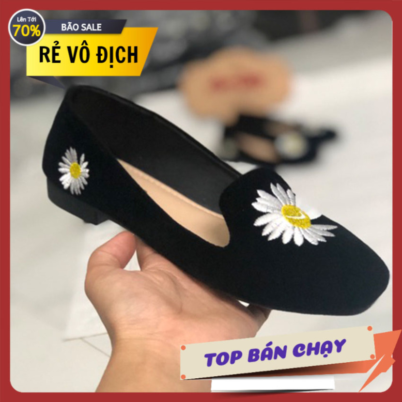 Giày búp bê nữ thêu hình hoa cúc sang trọng giá rẻ