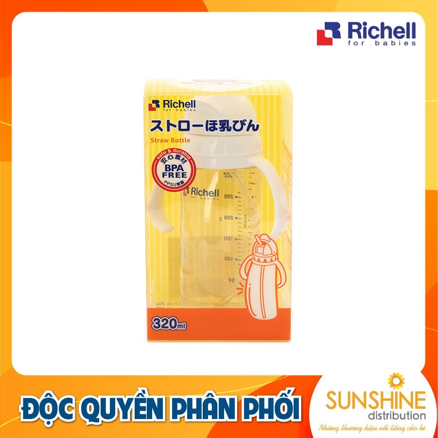 BÌNH ỐNG HÚT PPSU RICHELL (260ML-TRẮNG)