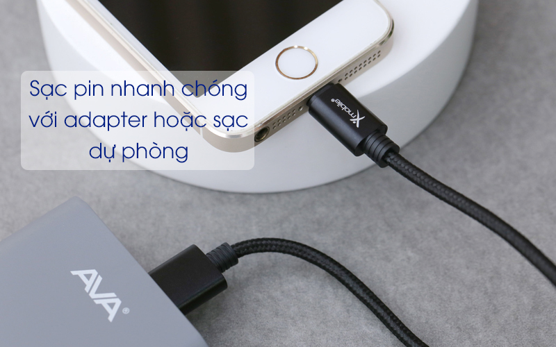 [HCM]Cáp Sạc Iphone Xmobile Chính Hãng Spanker B Màu Đen