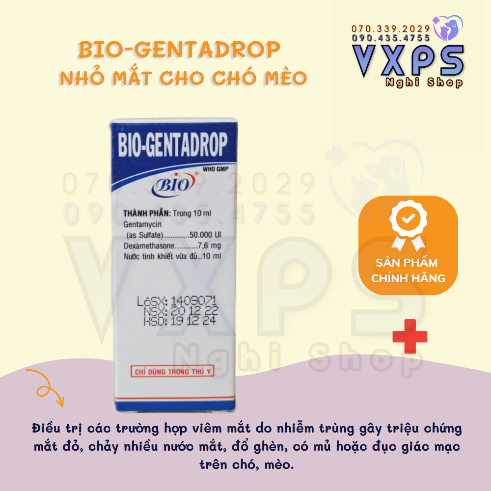 [GIẢM ĐẾN 20% Ở XU] Thuốc nhỏ mắt cho chó mèo - Bio Gentadrop 10ml