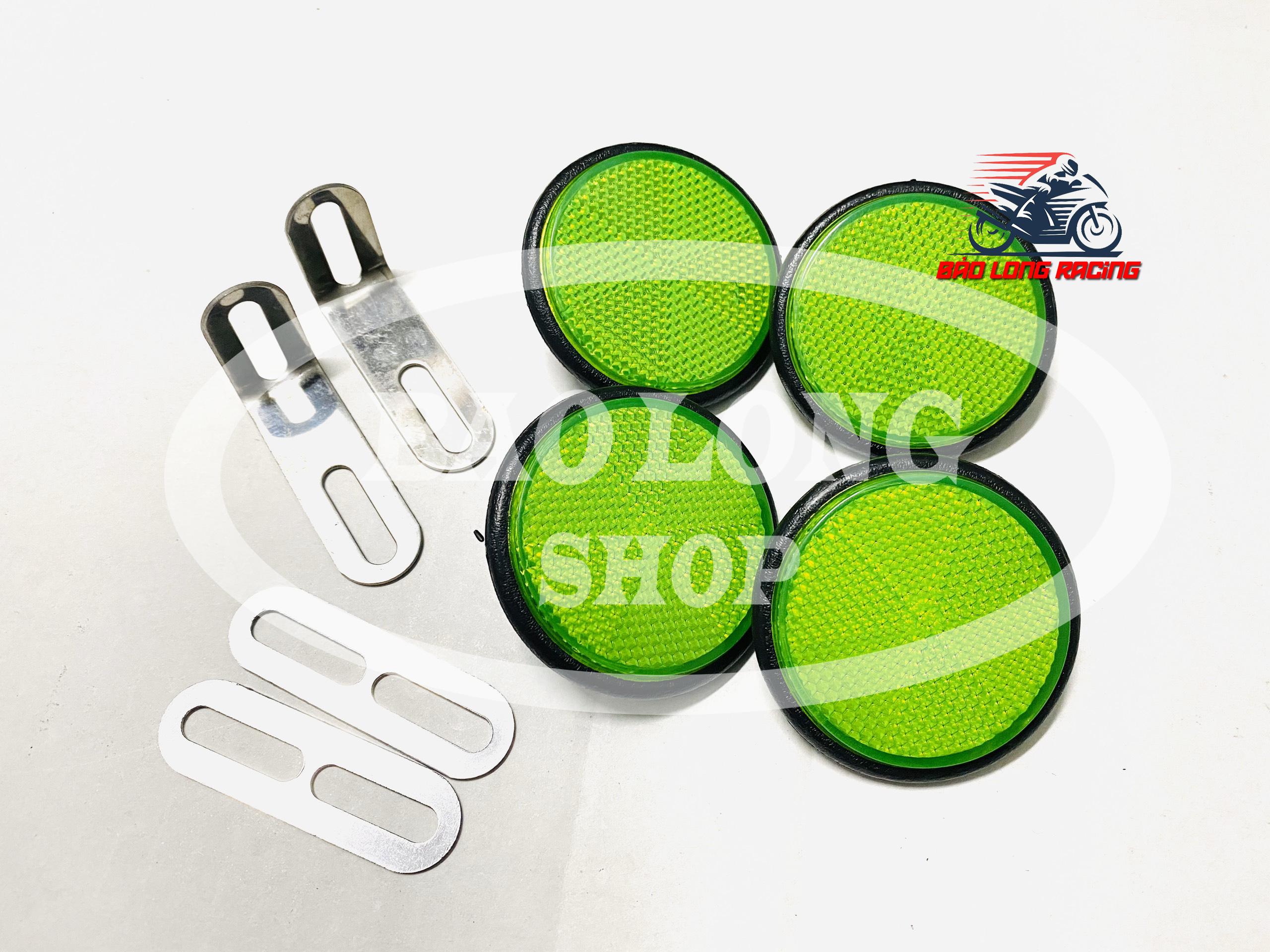 Mắt Mèo Phản Quang gắn mọi loại xe máy (màu Xanh Lá) 2 cặp trước sau pass INOX