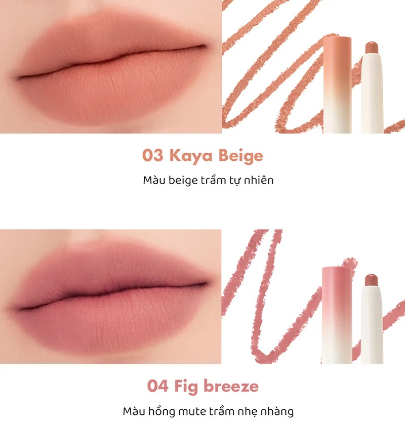 Chì kẻ viền môi romand lip mate pencil 0.5g nhung lì, lâu trôi, thiết kế 2 đầu