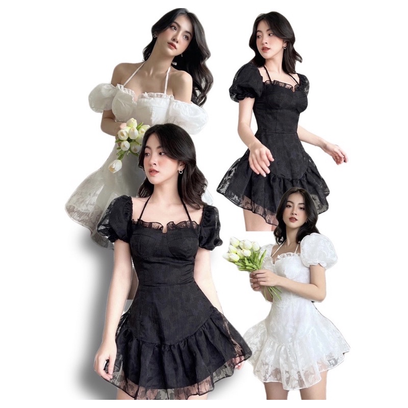 [CÓ BIGSIZE] Đầm maxi hoa nổ cúp ngực dây yếm rớt tay xoè