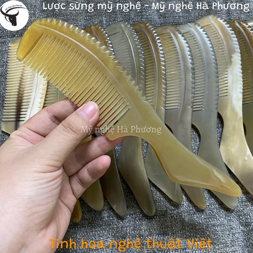 Lược sừng chuôi vát, chải tóc ngăn ngừa rụng tóc (size: L-20cm)