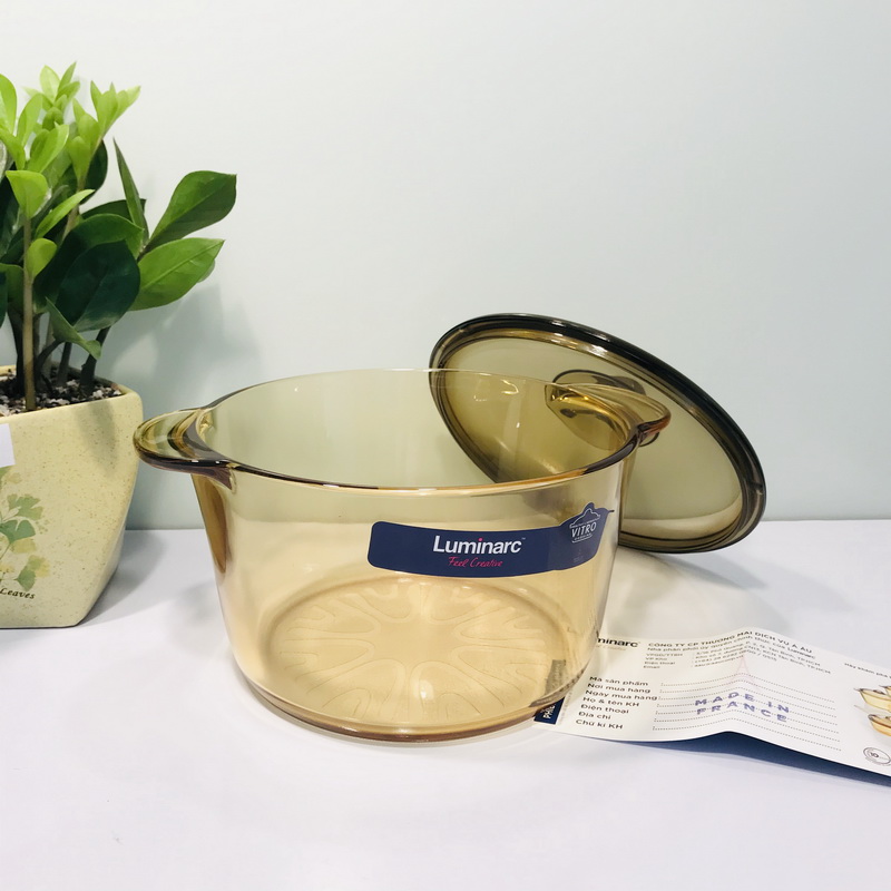 [HCM]Nồi thủy tinh Luminarc 3L đáy hoa văn - Sản xuất tại Pháp