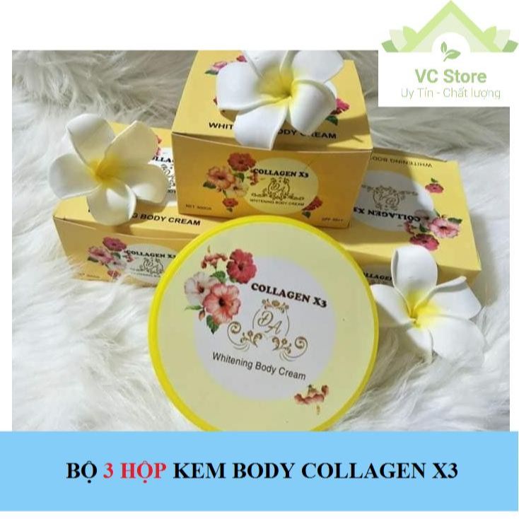 Bộ 3 Kem Body Dưỡng Trắng Da Body Toàn Thân Collagen X3