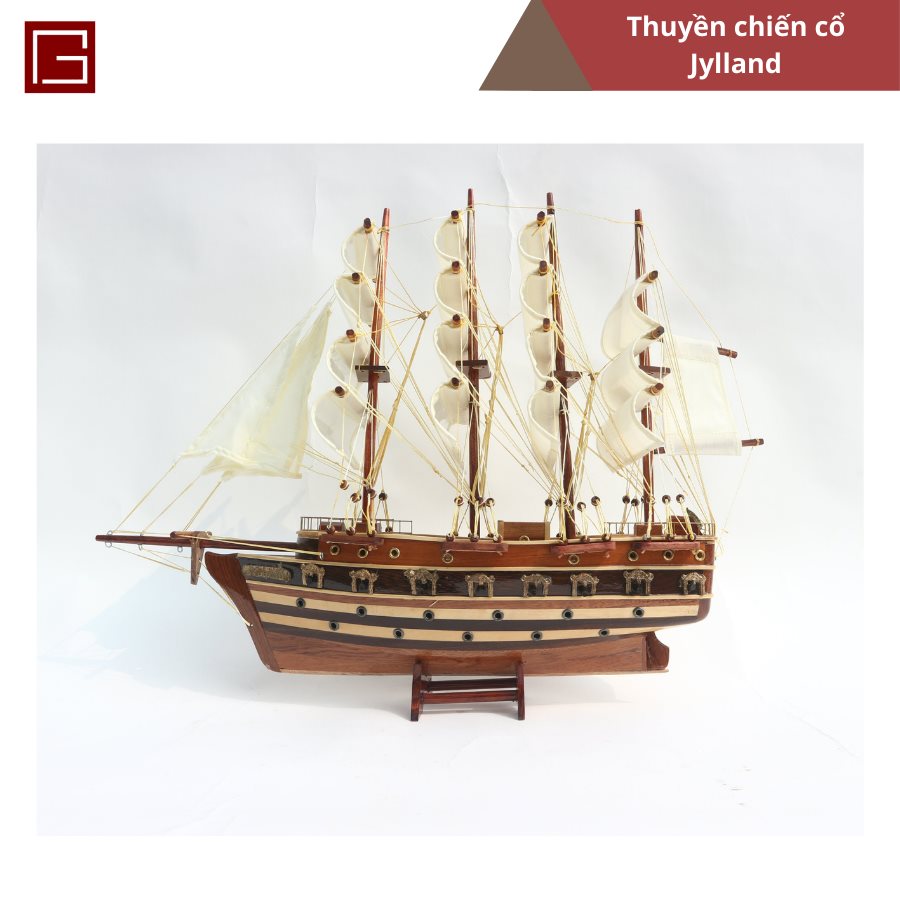 Mô hình thuyền gỗ trang trí france ii - buồm trắng- loại 2