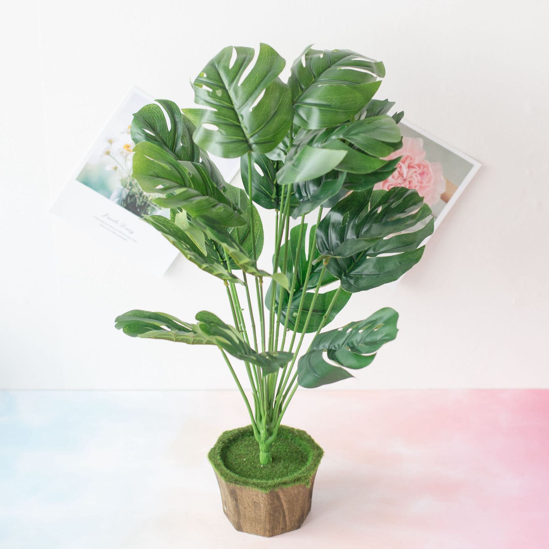 Cây giả trang trí, Cây lá rùa 18 lá 055 (cao 54cm)