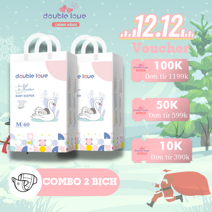 Combo 2 bịch bỉm dán Double Love đủ size S/M/L/XL