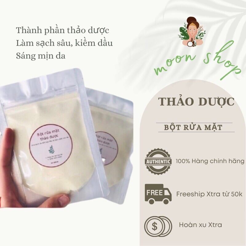 Bột Rửa Mặt Thảo Dược,Kiềm Dầu 50gram, Handmade