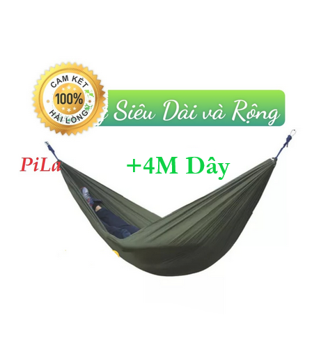 Võng Vải Dù Siêu Dài 2M6 Có 2 Lớp Vải Mát Rượi Có Tặng Kèm 4M Dây