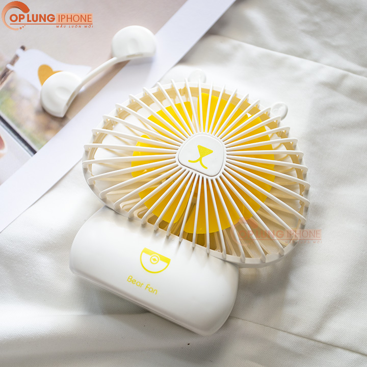 Quạt Mini Cầm Tay Hình Gấu Kèm LED