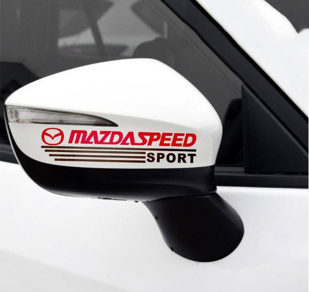 Bộ 2 Tem dán gương chiếu hậu ô tô Mazda - Decal dán gương chiếu hậu oto Mazda