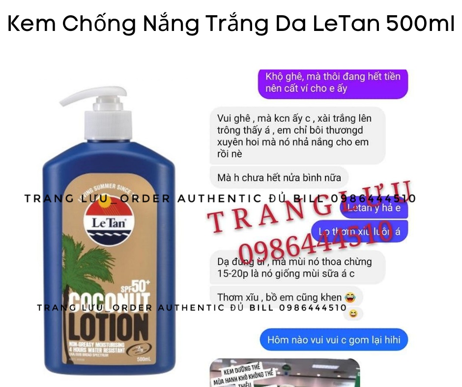 ĐỦ BILL-  Kem Chống Nắng Letan ÚC CAN 500ML