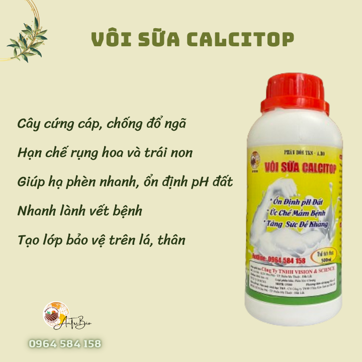 Nâng pH Đất, Hạ  Phèn Nhanh -  Phân Bón Cao Cấp - TKS VÔI SỮA (Chai 500ml)