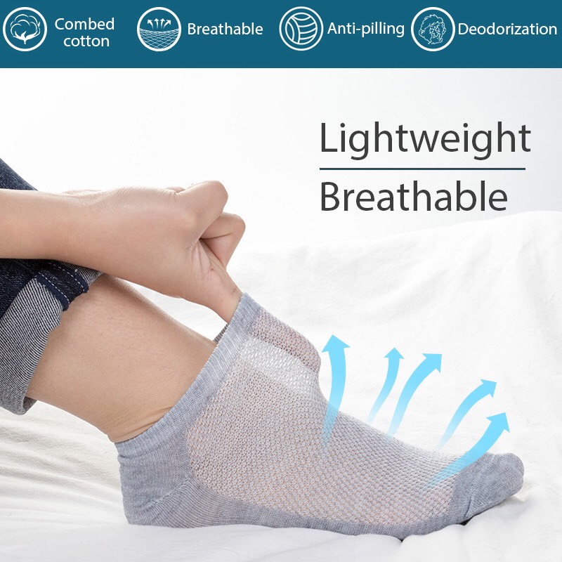 Combo gồm 5 đôi tất cổ ngắn thông hơi cao cấp không hôi chân