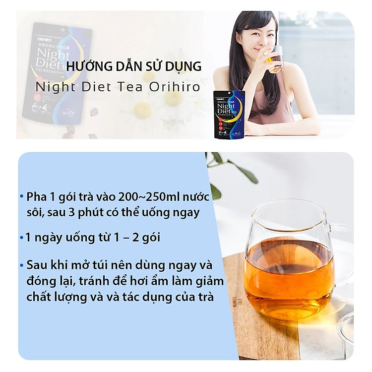 Trà Giảm Cân Night Diet Tea Orihiro Nhật Bản ( Loại 24 gói)