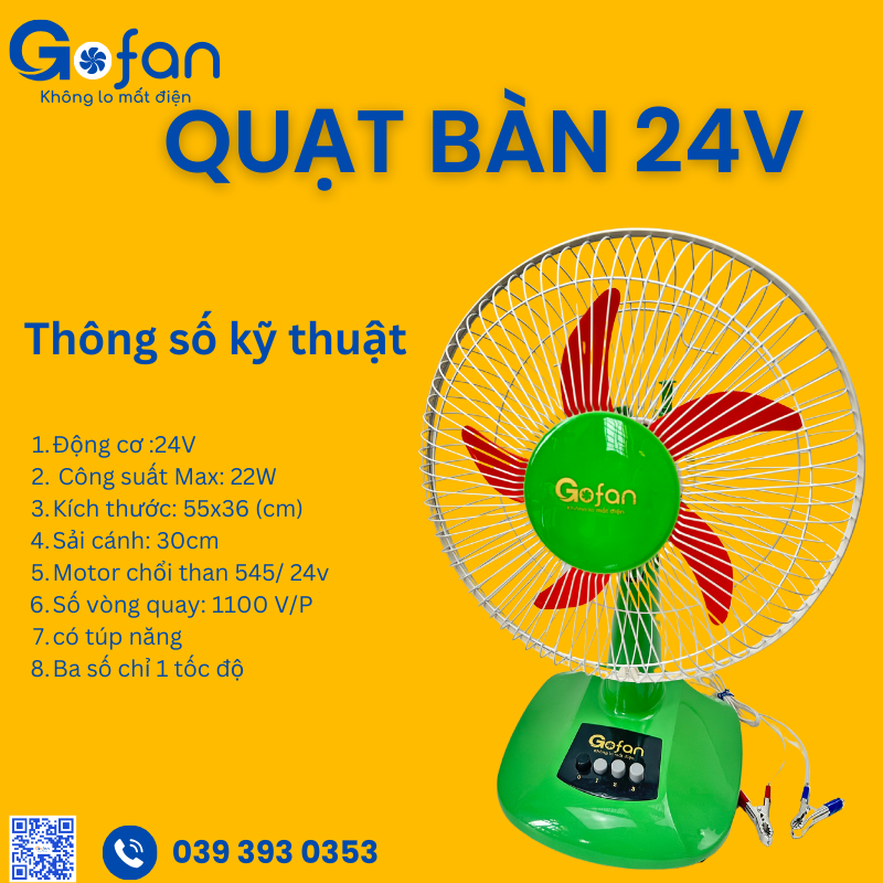 QUẠT BÀN B3 KẸP BÌNH ẮC QUY DC 12V/24V