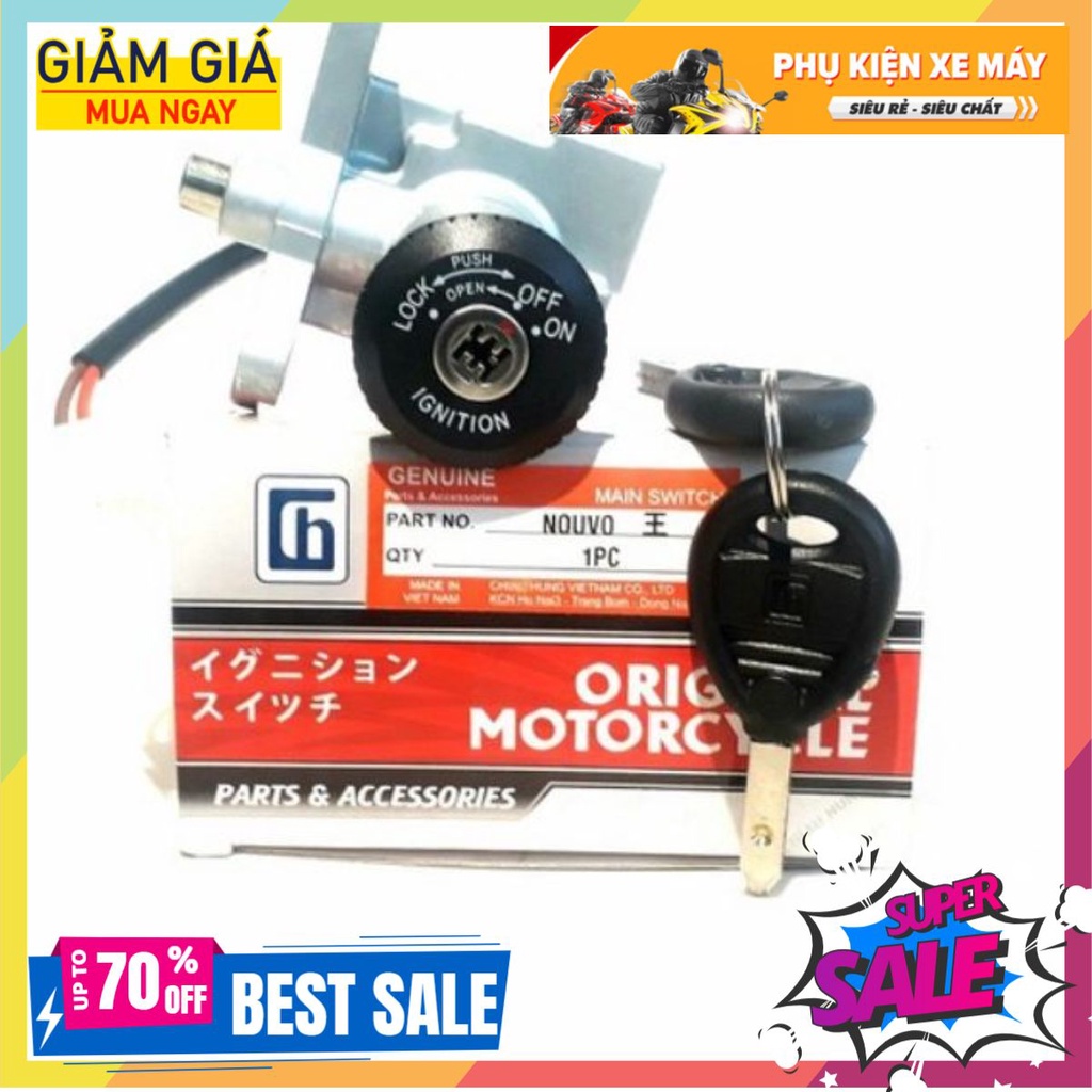 [CÓ MÃ MIỄN PHÍ VẬN CHUYỂN] Ổ khóa 6 cạnh Nouvo 1 2 3 (ổ khóa điện cho xe máy yamaha ya)
