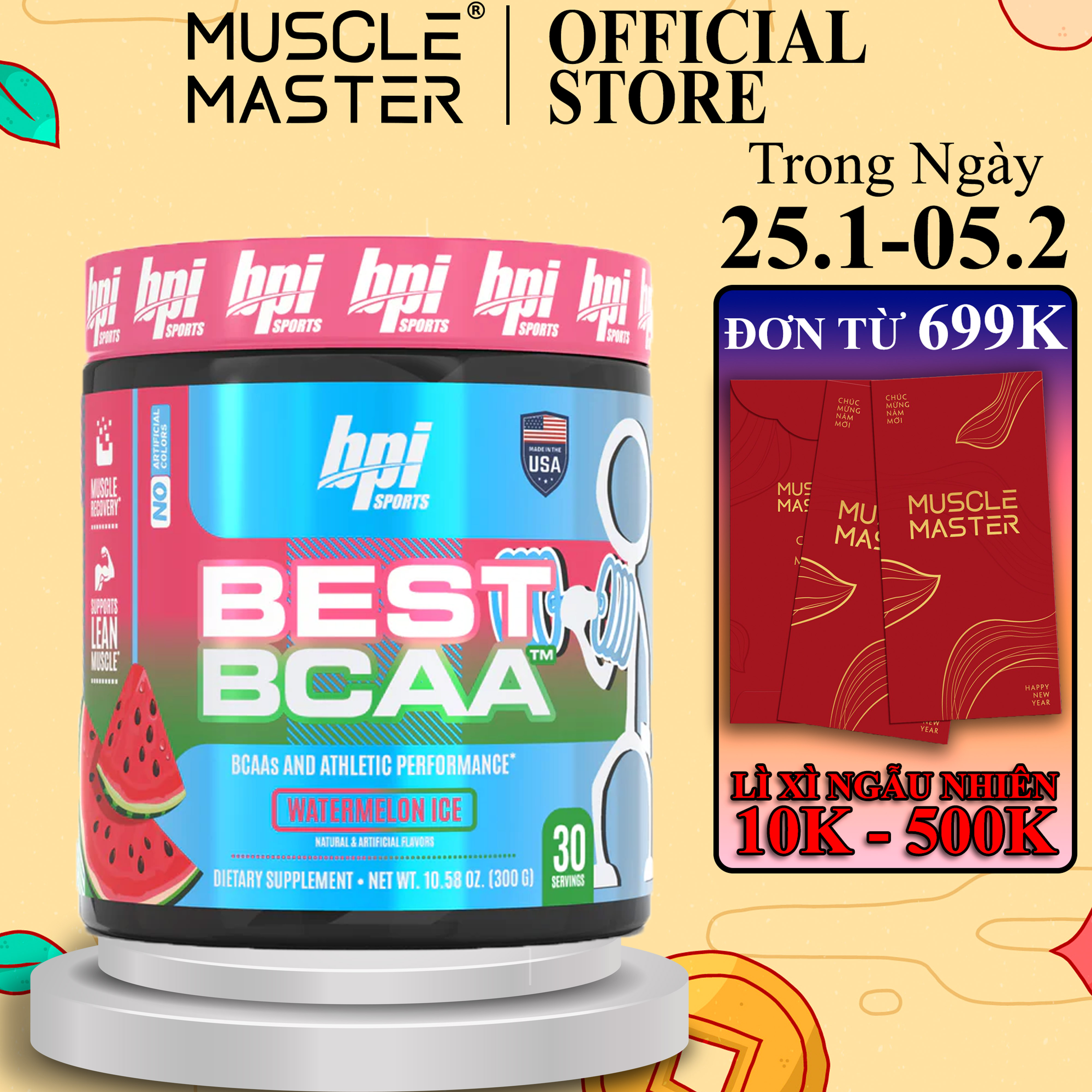 Bột Hỗ Trợ Phục Hồi Cơ BPI BEST BCAA 30 Lần Dùng