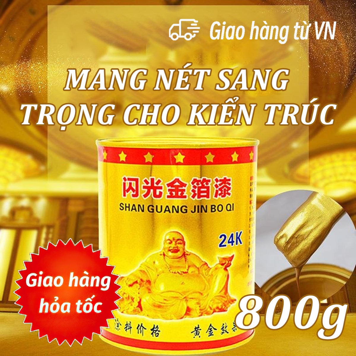 800g Sơn thơm nhũ Vàng (24k) lấp lánh