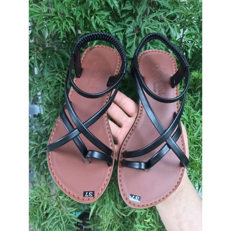 Sandal đế bệt quai mảnh dây da