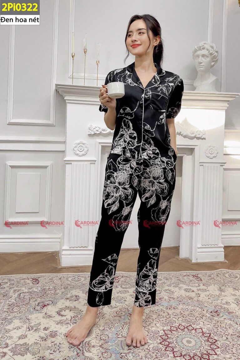 mã 2Pi03 - Pijama lụa tay phồng Cardina