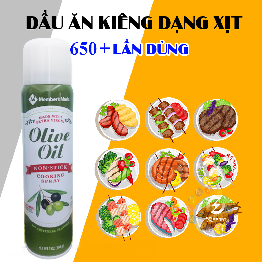Dầu Xịt Ăn Kiêng Member s Mark Olive Oil Cooking Spray 0 Calo, Eat Clean