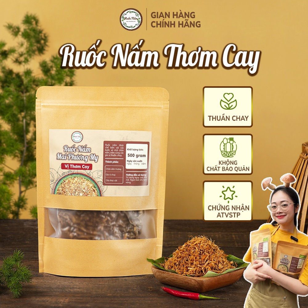 500g Ruốc nấm Mai Phương My - Vị thơm cay- Giàu đạm, cay cay- Ruốc nấm hương Đà Lạt / Không ngũ vị tân, không đường