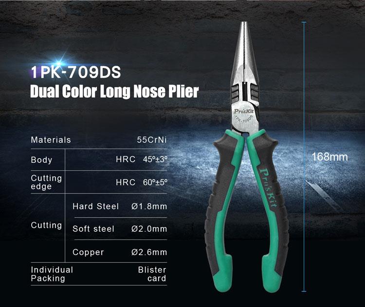 [HCM]Kềm mũi nhọn Proskit 1PK-709DS (Xanh phối đen)