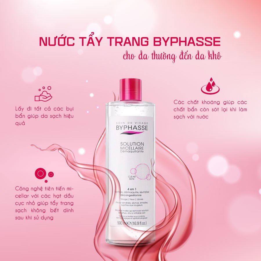 Nước tẩy trang ByPhasse Make up Remover Solution Micellaire 500ml