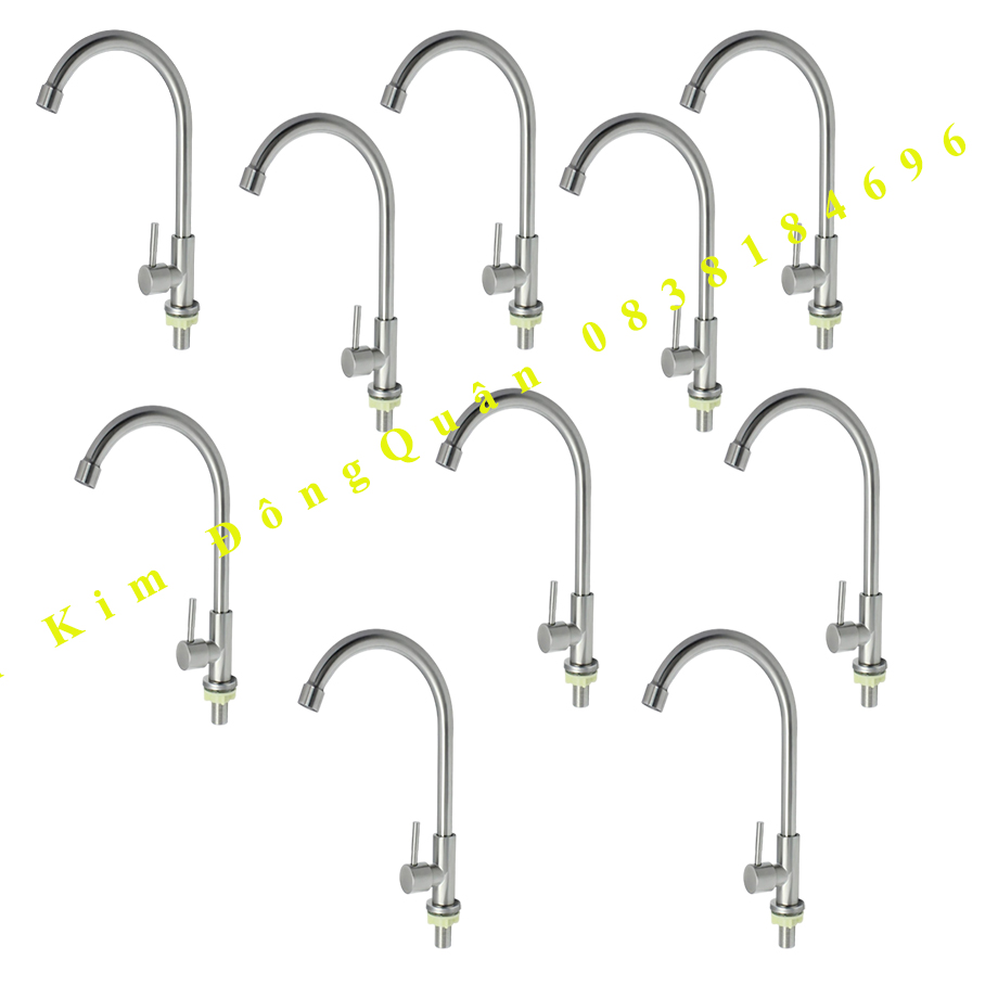 COMBO 10 Vòi Rửa chén lạnh Ống Phi 18 inox SUS 304 CHL01Vòi Chậu Lạnh Đơn 304 Bồn Rửa Bếp Bằng Inox Hộ Gia Đình Rửa Chénquay 360 độ dùng cho 2 hộc chậuVòi rửa chén bát xả lạnh cắm chậu - Inox 304 nguyên khối xoay 360 độ