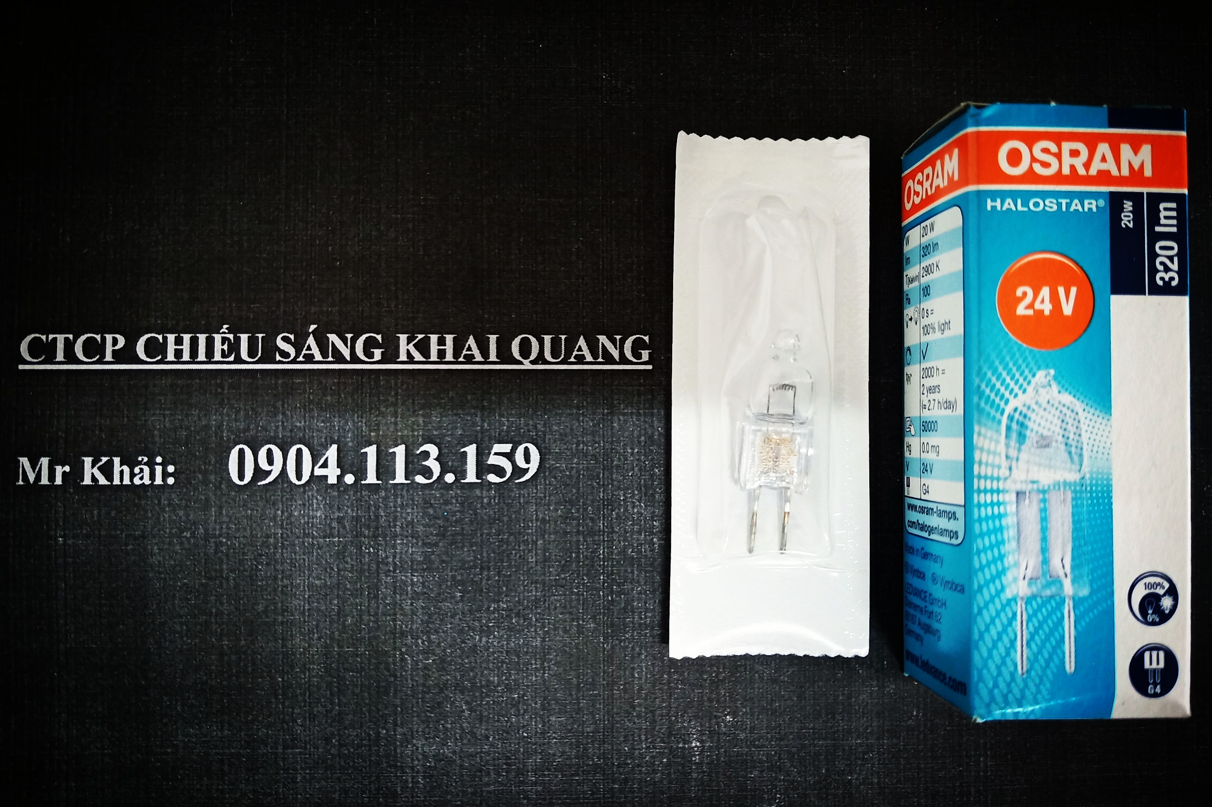 Bóng halogen osram 24v 20w 64435 germany