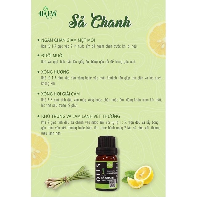 [HCM]Tinh dầu Sả Chanh Haeva 10ml