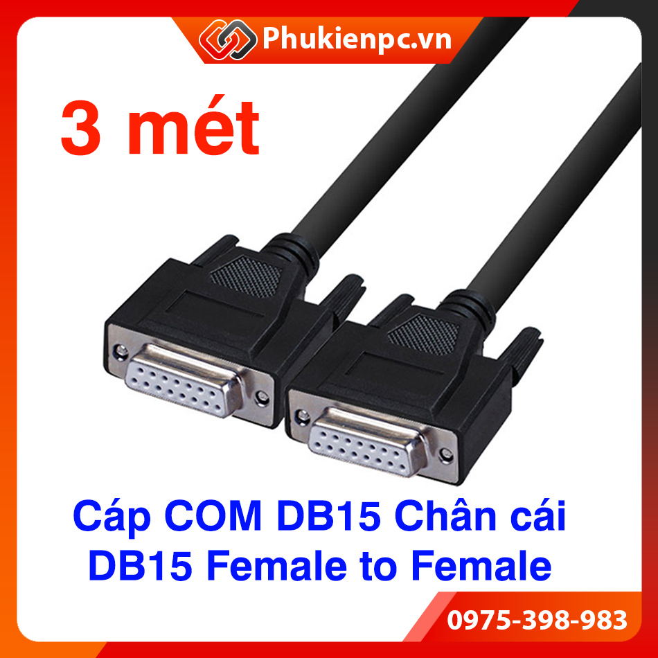 DB15 PCs to DB15 PCs com cable, for industrial machine measurement equipment. Medical machines. DB15 female to female cables 1.5m, 3M, 5m