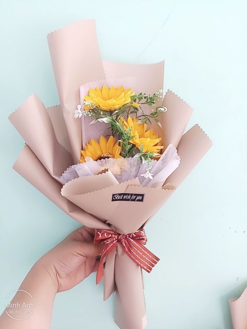 Bó hoa hướng dương sáp thơm 3 bông