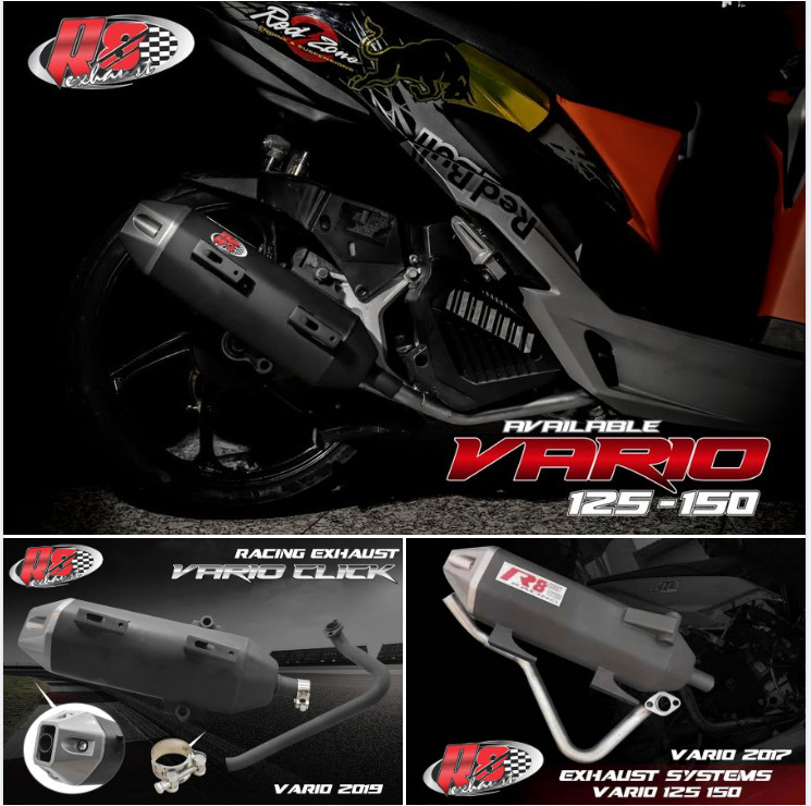 PÔ TĂNG MẪU ZIN BÔ XE Vario / Click 2017 - 2018 - 2019 R8 RACING EXHAUST SYSTEM TRUE