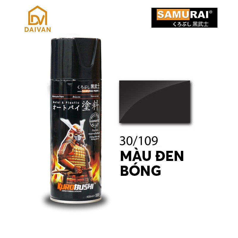 Chai sơn Samurai 109 đen bóng - Màu tiêu chuẩn