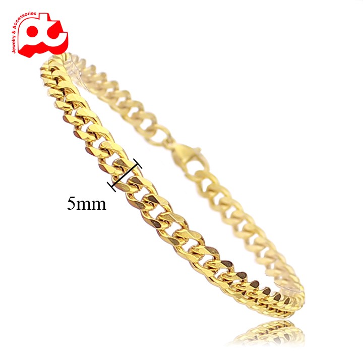 Lắc tay nam inox kiểu lặc bảng nhỏ cá tính mpstore kích cỡ 5mm màu mạ vàng thép không gỉ MPLTNA21