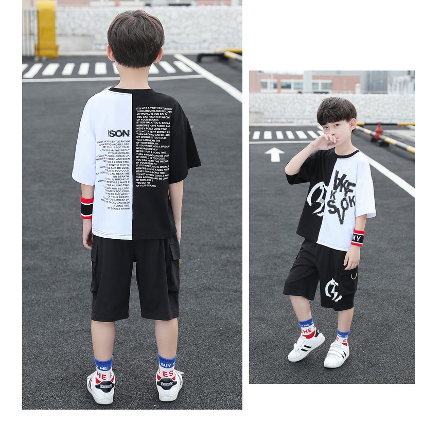 [HCM]Set quần áo bé trai logo ISO phối màu vàng đen bộ quần áo thời trang cho bé chất liệu thun lạnh avir mịn không phai
