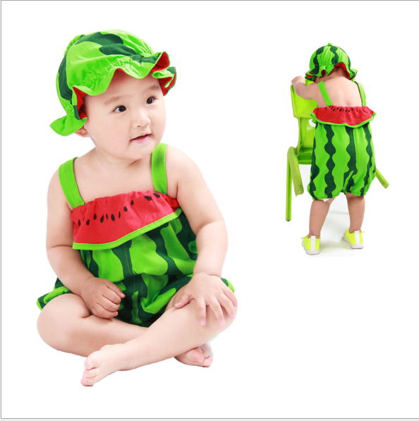 Body dưa hấu, bí đỏ kèm mũ  cho bé