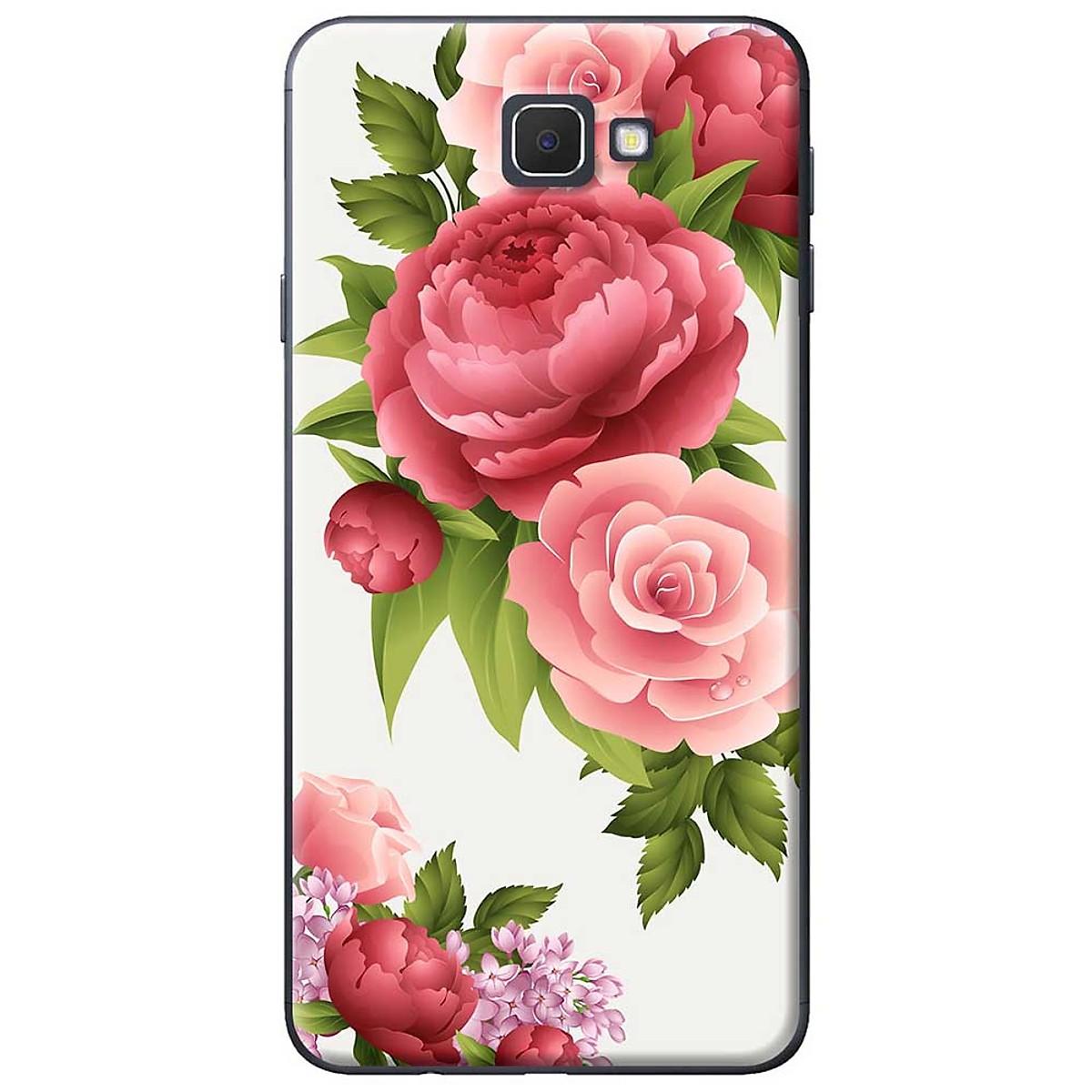 Ốp lưng  dành cho Samsung Galaxy J7 Prime mẫu Hoa hồng đỏ nền trắng