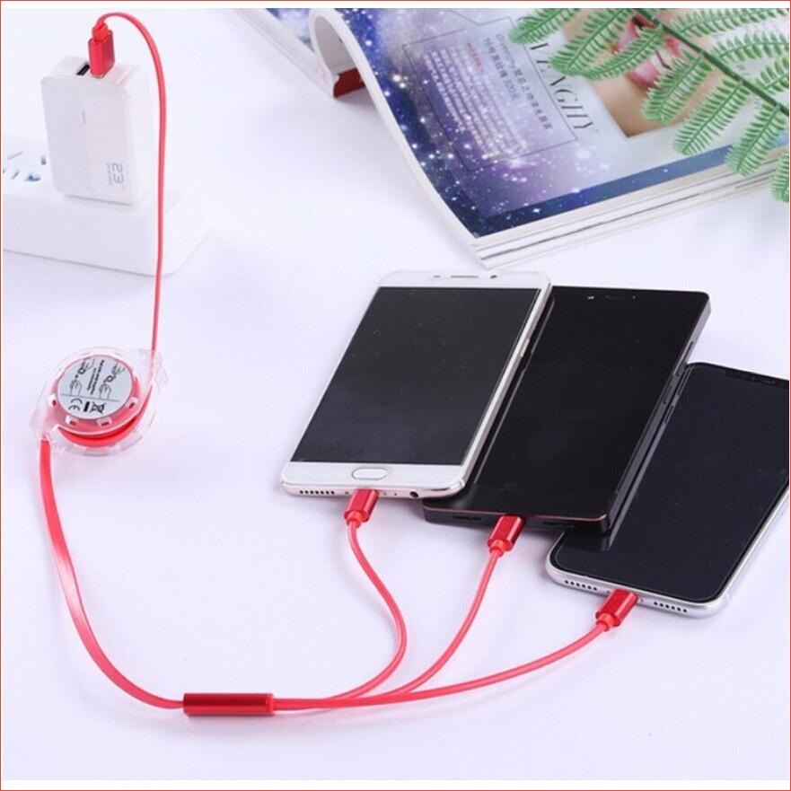 Cable charger drawstring 3 Head multi-purpose
